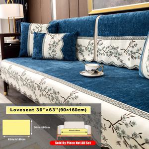 TEMU 1pc 우아한 파란색과 흰색 꽃무늬 소파 커버 - 애완동물 친화적, 기계 세척 가능, 폴리에스터 셔니일 소재, 거실, 침실, 사무실 장식, 섹션, 러브시트, 의자, 러브시트 커버에 이상적|꽃무늬 디자인|기계 세척 가능 커버, 소파 장식|쇼파커버