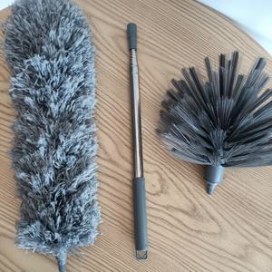 TEMU 20ft 알루미늄 폴 & 스테인리스 핸들 연장형 거미줄 먼지털이 - 말털 브러시, 천공면 청소용, 천장·벽·욕실·차량 청소 가능, 배터리 불필요, 내구성 강한 벽 청소 도구