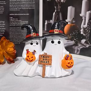 TEMU 1pc 할로윈 유령 커플 스타트 - 손수 제작된 레진 파인애플 & 신호 디자인, 상상력 있는 만화 스타일 실내/실외 장식, 전기 없음, 집, 정원, 또는 파티용 완벽한 할로윈 선물, 할로윈 장식