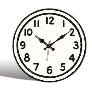 TEMU 1pc JFHT Silent Quartz Round Wooden Wall Clock - 블랙 숫자 및 손 디자인, 배터리 작동 (AA 포함되지 않음) 침실, 거실, 사무실, 주방, 욕실, 벽시계 거실