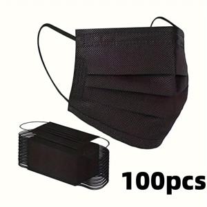 TEMU 블랙 일회용 마스크, 얼굴 커버, 비페이스 커버, 성인용 마스크, 얼굴 마스크