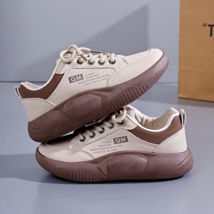 TEMU 여성용 가볍고 사계절용 스니커즈 - 소프트 솔 라운드 토 캐주얼, 쿠션 밑창 & 인조 소재, 화이트/블랙/그레이/그린 - 워킹, 오피스, 캐주얼 착용 - 편안한 워킹
