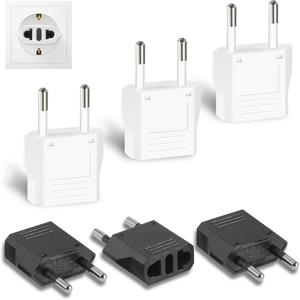 TEMU 6개 EITSEUED 스마트 유럽 어댑터 - 미국에서 독일까지 타입 C 플러그 여행용 어댑터, 220-240V 전원 변환기와 3.5mm & 2.5mm 커넥터, 가정 및 사무실 사용을 위한 컴팩트 디자인, 모던 파워 어댑터, 내구성 있는 구조, USB가 있는 멀티 플러그, 소켓 스플리터, 연장 소켓, 충전기, 벽면 소켓|멀티탭