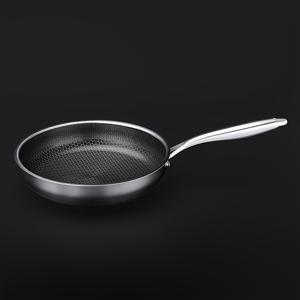 TEMU 고품질 스테인리스 스틸 양면 논스틱 프라이팬, 벌집 무늬, 인덕션 및 가스레인지 겸용, 고온 내성 주방용품, 손세척 전용, 인체공학적 디자인, 고품질 조리기구|인덕션