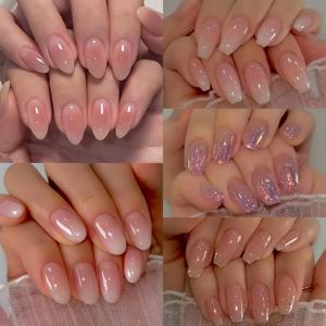 TEMU 120pcs 숏 아몬드 프레스온 네일 키트 - 숏 아몬드 쉐입 프렌치 팁 & 숏 길이 (핑크/베이지/누드) 글로시 그라데이션 (핑크, 화이트, 라벤더) - 풀 세트 팁 포함 - 살롱 퀄리티 매니큐어 쉬운 적용 키트 - 120|네일팁