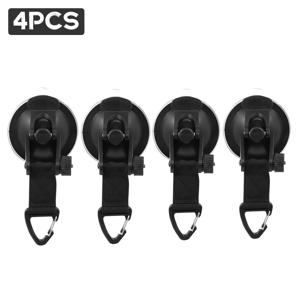 TEMU 4개 세트 헤비듀티 흡착 컵 후크 - ABS & 나일론 재사용 가능한 다목적 클립, 차량/집/캠핑/여행용 - 안전한 그립, 무흔상 디자인, 휴대용 (블랙), 자동차용 훅, 다양한 사용 가능, 튼튼한 웨빙 루프, 내구성 있는 구조