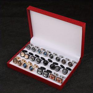 TEMU 1세트 선물 상자, 12쌍 남성 커프링크스, 비즈니스 캐주얼 액세서리, 결혼식 크리스마스 선물