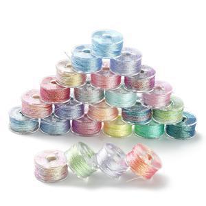 TEMU DIY 16미터 3겹 판타지 폴리에스터 재봉사 약 25롤/박스, 고대 스타일 장식품, 손자수, 감기, 직조 및 제작에 적합
