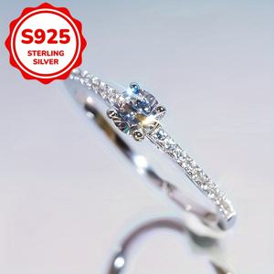 TEMU 여성을 위한 우아한 925 실버 라운드 링 - 클래식 커플 웨딩 보석, 실리콘 보석, 4월의 보석, 그리고 반짝이는 액센트, 데이나 일상적인 착용에 완벽한 웨딩 보석 | 반짝이는 액센트 | 실리콘 보석 보석|탄생석