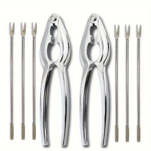 TEMU KLO·CL 스테인리스 스틸 크래커 포크 - 인체공학적 미끄럼 방지 그립, 내구성이 뛰어나고 세척이 용이한 디자인 (해산물 & 스낵용), 가정, 사무실 또는 파티용으로 완벽, 스낵 서빙 도구 | 인체공학적 크래커 포크 | 내구성 좋은 크래커 포크