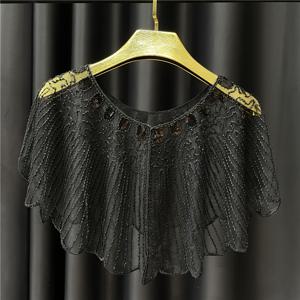 TEMU 1920년대 빈티지 플래퍼 숄 여성용 - 빈티지 시퀸 & 비즈 자수, 메쉬 디자인, 개츠비 파티에 완벽!