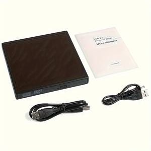 TEMU 슬림 휴대용 외장 CD/DVD 드라이브 - USB 2.0 연결, 노트북 및 데스크탑용 고속 굽기 및 플레이어, 업무 및 여행에 이상적|CD플레이어
