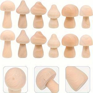 TEMU 12개/세트, 미완성 나무 버섯 – 예술, 공예, 그림 및 가정 장식을 위한 천연 미니 DIY 공예 인형