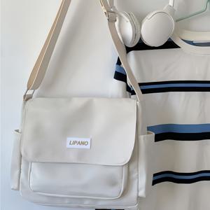 TEMU 1pc LIPANO Preppy 폴리에스테르 숄더백 태블릿 컴파트먼트 포함, 단색 메신저백 조절 가능한 스트랩, 지퍼 잠금, 캐주얼 외출을 위한 남녀 공용 패션 크로스바디백