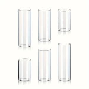 TEMU 6개 세트 모던 유리 양초 거치대, 컬럼 양초용 투명 원통형 꽃병, 센터피스 및 탁상 장식용 장식 꽃병, 빈티지 스타일, 유리 재질, 배터리 없음