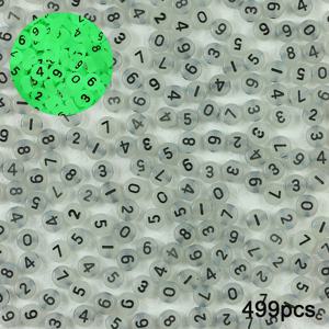 TEMU 499개의 아크릴 비즈로 장신구 만들기, 7mm 발광 블랙 숫자 비즈, 둥근 평평한 아크릴 비즈 모음, DIY 팔찌, 목걸이, 손뜨개 공예용