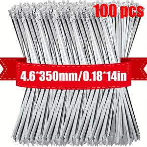 TEMU 100개 세트 스테인리스 스틸 자동 잠금 케이블 타이, 볼 엔드, 4.6mm, 고강도 야외 전선 트레이 및 해양용, 와이어 타이, 헤비 듀티 케이블 타이, 헤비듀티 타이 케이블, 해양 응용,전선 정리,내구성 있는 패스너,부식 방지 타이,산업용 타이,금속 케이블 바인더,다용도 타이,DIY 애호가