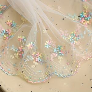 TEMU 2야드(1롤) 화이트 & (파스텔) 레이스 원단 프린지 트림 - 14cm 폭 와인딩 스트립, 드레스 제작, 블라우스, 웨딩드레스, DIY 재봉용 - 소프트하고 통기성 좋은 소재, 드레스, 스커트, 블라우스에 적합