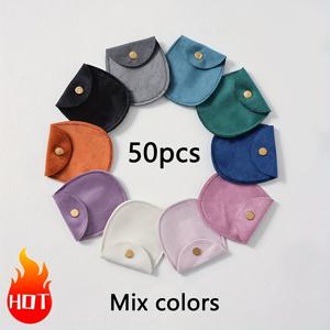 TEMU 50개 소프트 벨벳 보석 포장 - 양면, 버튼 클로저 선물 가방, 반지, 귀걸이, 팔찌 및 목걸이용 - 결혼식, 파티 및 과자 가방, 결혼식 선물 가방 | 우아한 선물 가방 | 벨벳 질감