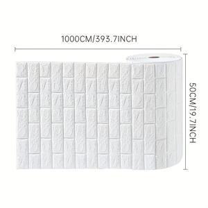 TEMU 1롤 화이트 XPE 폼 벽돌 벽지 스티커, 50cm 폭, 선택 가능한 길이, 자체 접착 방수 DIY 장식용 벽 스티커, 불규칙한 벽돌 패턴, 홈 오피스 리모델링 장식