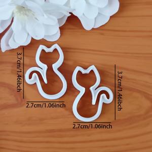 TEMU 2pcs 우아한 작은 고양이 모양 고분자 클레이 커팅 세트 - 작은 고양이와 꽃 패턴 보석 만들기 키트 - 여름과 졸업 시즌 클레이 커팅기, 부드러운 클레이 귀걸이 만들기, 커팅 모양, DIY 수제 도구, 부드러운 클레이 커팅 도구에 적합합니다.