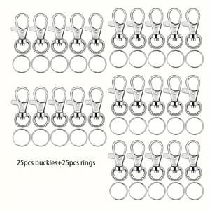 TEMU 50개 키체인 후크 25개 버클+25개 링, 키체인 클립 후크 키체인 DIY 지갑 만들기 키체인 회전 카드 후크 랍스터 키 펜던트 백팩 펜던트 장식 키체인 펫 로프 버클 세트 지갑 만들기 용품, DIY 지갑 만들기
