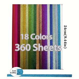 TEMU 360장 글리터 스타 접이식 종이 - 선물 포장, 스크랩북, 카드 만들기, 파티 장식 및 DIY 공예용 18가지 화려한 색상의 반짝이는 별 모양, 트링켓 선물, 축제 공예, 눈부신 마감