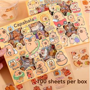 TEMU 여아용 DIY 장식 태블릿 헤드폰 INS 스타일 스티커 세트, 100개 여름 수달 카발라 공동 브랜드 - 핸드 계정 스티커