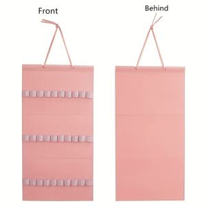 TEMU 1개 벽걸이형 펠트 30슬롯 헤어밴드 정리함 - 공간 절약형 파스텔 핑크 투명 보관백, 내구성 있는 헤어 액세서리 정리대 (헤어밴드 미포함), 홈 & 살롱용, 강화 슬롯 디자인