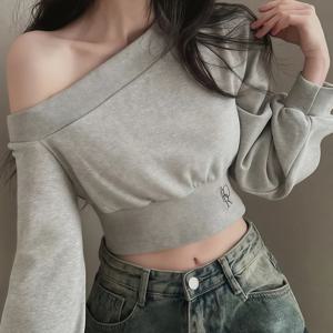 TEMU 여성용 오프숄더 크롭탑 