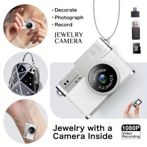 TEMU 미니 듀얼 사용 디지털 카메라 & 웨어러블 바디 카메라, 1080P HD 비디오, 2.7인치 회전 스크린, 회전 렌즈, 충전식 배터리 - 성인용 컴팩트 휴대 디자인, 일상 기록 및 여행, 블로깅, 미니 카메라, 블로깅 액세서리, 세련된 메탈릭 마감, 내구성 있는 구조