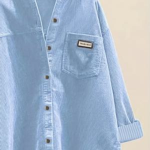 TEMU 여성용 블러쉬 핑크 V넥 버튼업 셔츠 - 루즈핏 오피스 & 데일리 블라우스, 우아한 캐주얼 시크 워크웨어, 다목적 의류, 딥 헴 디자인, 고품질 원단, 전문 여성, 비즈니스 캐주얼, 스타일, 내구성 있는 소재, 버튼다운 탑|블라우스|셔츠|옷