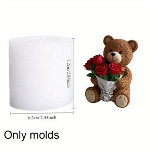 TEMU 3D 레진 베어 장미 들고 있는 몰드 - 초콜릿, 퐁당, 비누, 케이크용 고품질 재사용 가능한 공예 몰드 - 결혼식, 휴일, 생일, 홈 데코 및 선물 만들기에 완벽