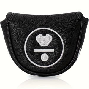 TEMU 1pc DF3 골프 클럽 헤드 커버 - 검은색 골프 퍼터 보호대, 흰색 스티치 디자인, 내구성 및 스타일리시한 야외 애호가, 골프 백 액세서리, 골프 클럽 보호대, 세련된 클럽 커버, 스티치 디자인