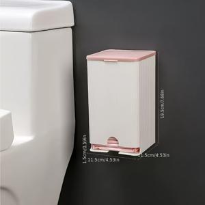 TEMU 1-in-1 벽걸이 생리대 보관함 & 정리함 - 플립탑 방진 보관함 (핑크/화이트) - 탐폰, 면봉, 메이크업 도구용 - 원터치 잠금, 도구 불필요, 욕실 필수품