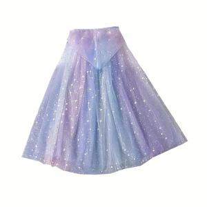 TEMU 1개 가운 후드 칼라 & 반짝이는 눈꽃 디자인 - 파스텔 & 보라색 글리터 겨울 의상, 생일 파티 의상