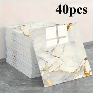 TEMU 40개 대리석 스티커 비닐 백스플래시 타일 - 방수 PVC 벽 패널, 간편한 부착 및 제거, 재사용 가능한 모던 욕실, 주방, 거실 장식 - 완벽, TV 배경, 욕실 벽지, 간편한 청소 표면