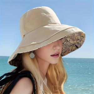 TEMU 스타일리시 우아한 양면 와이드 브림 피셔맨 모자 - 조절 가능한 플로럴 선모자, 사계절용, 통기성과 편안함, 야외 활동 및 캐주얼 착용에 적합, 해변 모자, 여성을 위한 썬/우아한 모자, 겨울용 모자, 여름용 모자, 여성용 캡