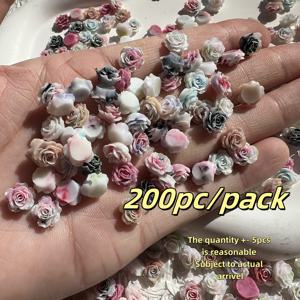 TEMU 200개 10mm 그라데이션 컬러 소프트 플라워 - 스타일 레진 비즈 DIY 네일 아트, 주얼리 만들기 및 공예용 - 데이, 크리스마스, 춘절, 꽃 장식, 축제 공예 용품, 공예 재료, 내구성 있는 공예 재료, 주얼리 만들기 용품, 비즈