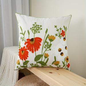 TEMU 1pc 꽃 절묘한 자수 쿠션 던져 베개 커버, 수건 자수, 복합 자수, 홈 장식