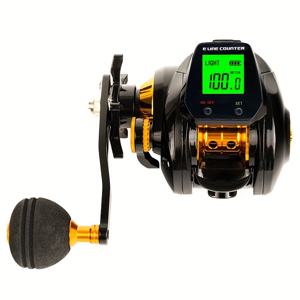 TEMU LED 디스플레이가 있는 전자 카운팅 비트 릴, 7.2:1 기어 비율, 10LB 해수 용량, 깊이 파인더, 오른손잡이, USB 충전, 5+1 볼 베어링, 10kg 파워 , 서프 낚시 장비, 라이트 로드 파워, ≤36V 작동 전압, 알루미늄 합금 재질, 검은 색, 1 제품|낚시대