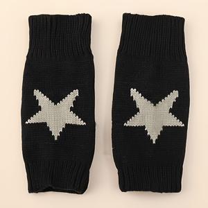TEMU 스타 패턴 핑거리스 니트 장갑, 반 손가락 스트리트웨어 탄력적인 우아한 장갑 미틴, 글쓰기 장갑, 문자 장갑