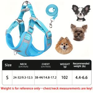 TEMU 반집적인 디자인의 애완동물용 허리띠와 견인 로프, 부드럽고 통기성 좋은 메시 소재, 조절 가능한 반사 반집적인 애완견 조끼, 소형 및 중형견에 적합, 산책 및 여행에 적합