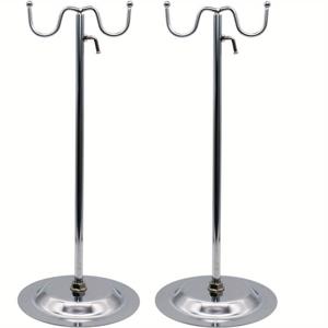 TEMU 1개/2개 조절 가능한 높이 금속 핸드백 디스플레이 스탠드 - 이중 후크 포함, 폴리싱 스틸 가방 정리대 & 홈용, 가발 거치대, 15.7