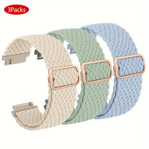 TEMU 20mm & 22mm 시계용 나일론 브레이드 워치 밴드 3개 세트 - 조절 가능한 후크 앤 루프 클로저, 튼튼하고 편안한 스트랩, 연한 파랑, 민트 그린, 베이지 색상, 시계 액세서리 | 브레이드 워치 스트랩 | 조절 가능한 시계 스트랩, 손목용 워치 밴드
