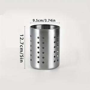 TEMU 1pc 스테인리스 스틸 식기 거치대 - 충전되지 않은 주방 식기 정리함 젓가락, 숟가락, 거품기용 | 튼튼한 레스토랑 급 실린더 보관함