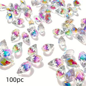 TEMU 100개 12mm AB 무지개 눈물방울 펜던트 - DIY 주얼리 만들기, 귀걸이, 목걸이 및 팔찌에 완벽함