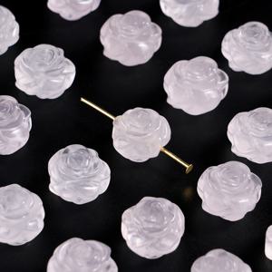 TEMU 1개 미니 내추럴 로즈 쿼츠 꽃 조각 장식품, 목걸이 & 팔찌 DIY 만들기용