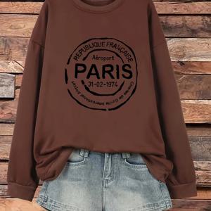 TEMU 가을과 겨울을 위한 캐주얼한 롱 슬리브 크루넥 스웨트셔츠, 여성 의류