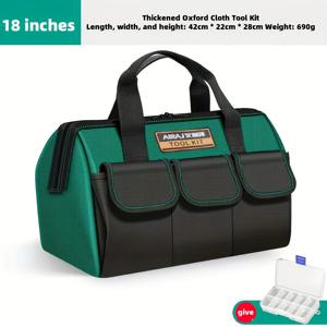 TEMU 전기공 및 목수용 고강도 반사 스트립이 있는 내구성 강한 캔버스 도구 가방 - 다목적 휴대용 캐리어